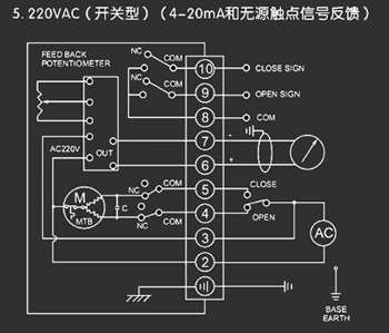 220VAC開關型<a href='http://m.qysbw.cn/Product/diefa/diandongdiefa/' target='_blank'>電動<a href='http://m.qysbw.cn/Product/diefa/' target='_blank'>蝶閥</a></a>接線圖