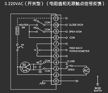 220VAC開關型<a href='http://m.qysbw.cn/Product/diefa/diandongdiefa/' target='_blank'>電動<a href='http://m.qysbw.cn/Product/diefa/' target='_blank'>蝶閥</a></a>接線圖