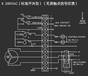 380VAC標準開關型<a href='http://m.qysbw.cn/Product/diefa/diandongdiefa/' target='_blank'>電動<a href='http://m.qysbw.cn/Product/diefa/' target='_blank'>蝶閥</a></a>接線圖